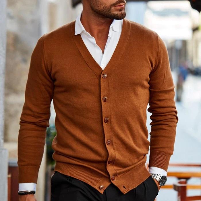 Casual stickad cardigan med knappar - Josef
