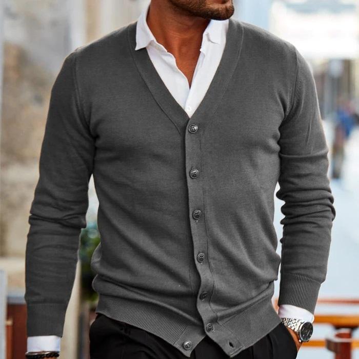 Casual stickad cardigan med knappar - Josef