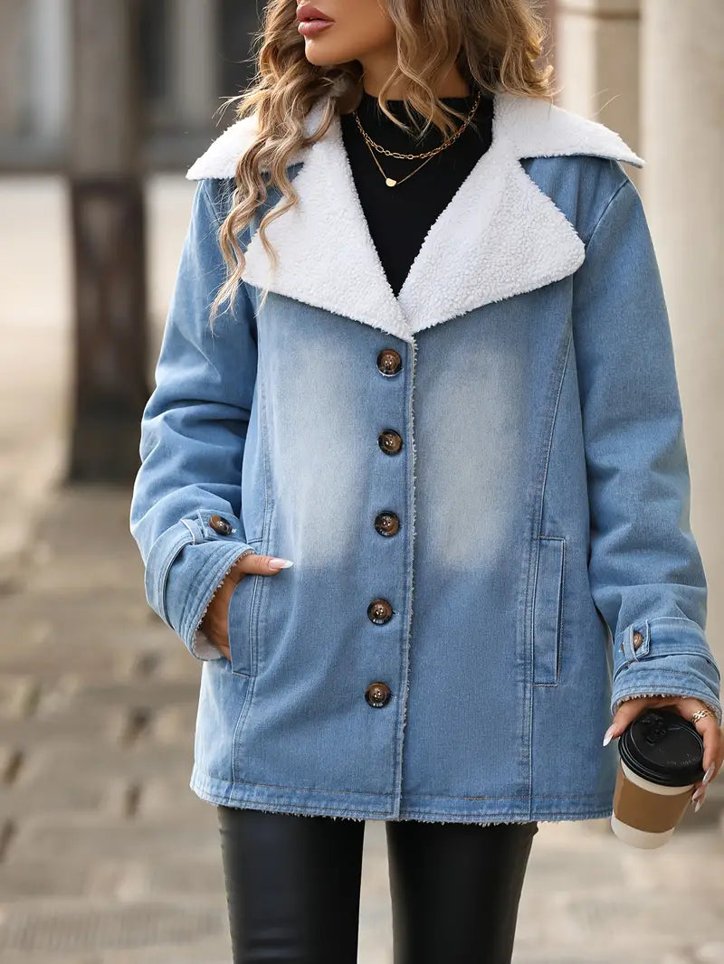 Snygg jeansjacka för kvinnor med fleecefoder - Patricia