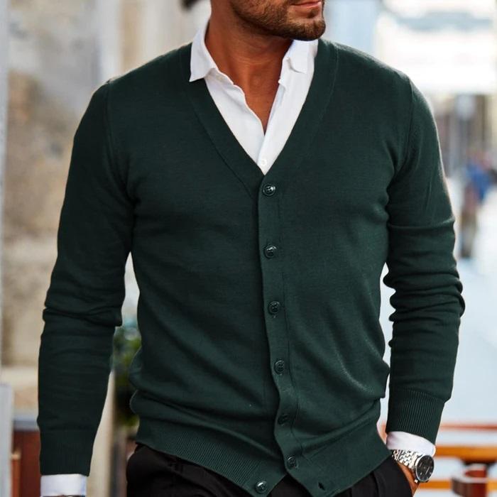 Casual stickad cardigan med knappar - Josef