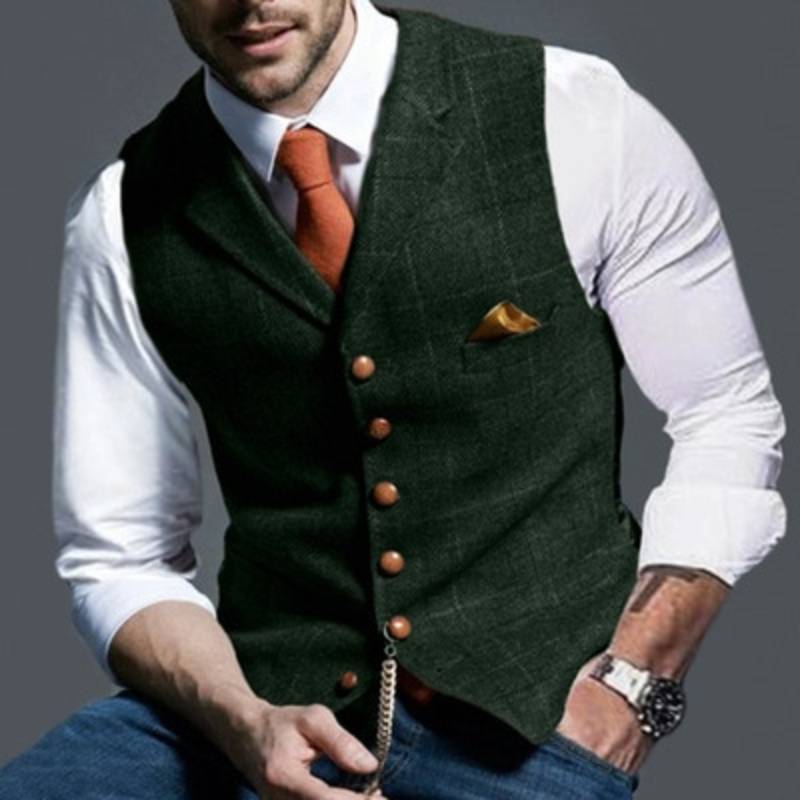 Elegant ljusrutig väst - Frans