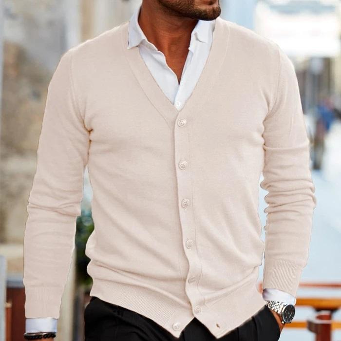 Casual stickad cardigan med knappar - Josef