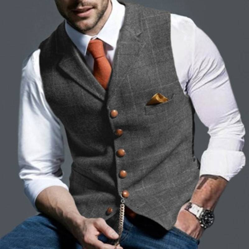 Elegant ljusrutig väst - Frans
