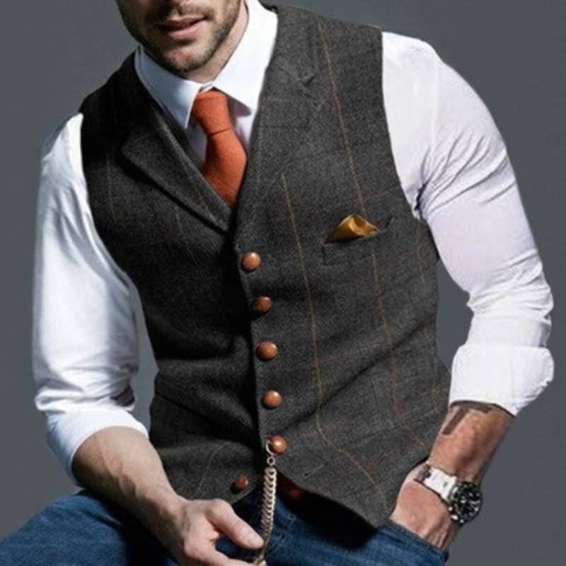 Elegant ljusrutig väst - Frans