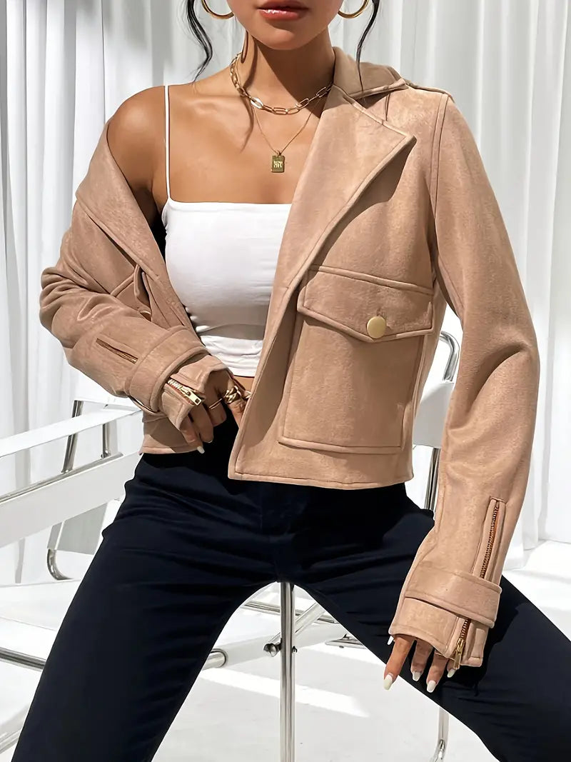 Knäppade fickor Elegant Crop Jacka - Madicken