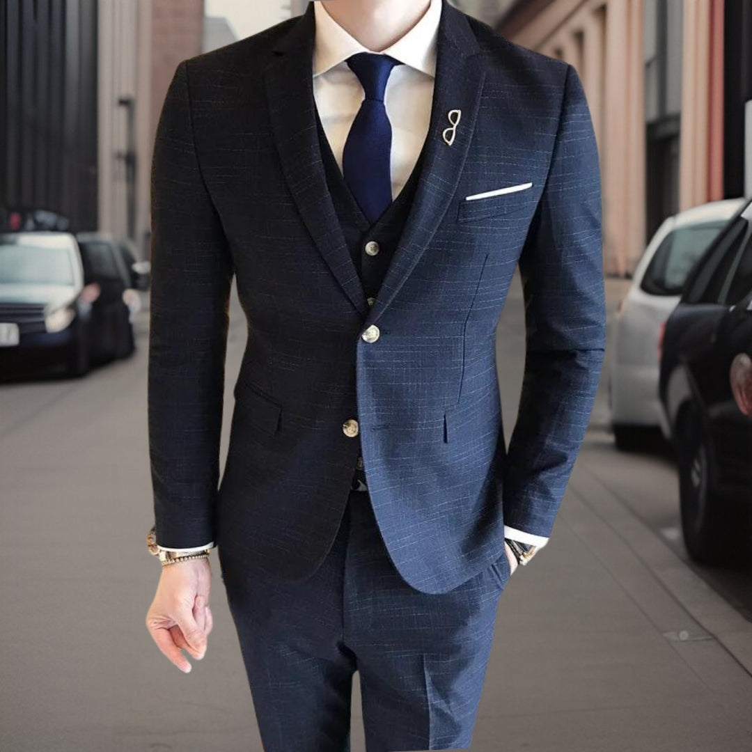 Slim Fit formell 3-delad kostym för män - Erling