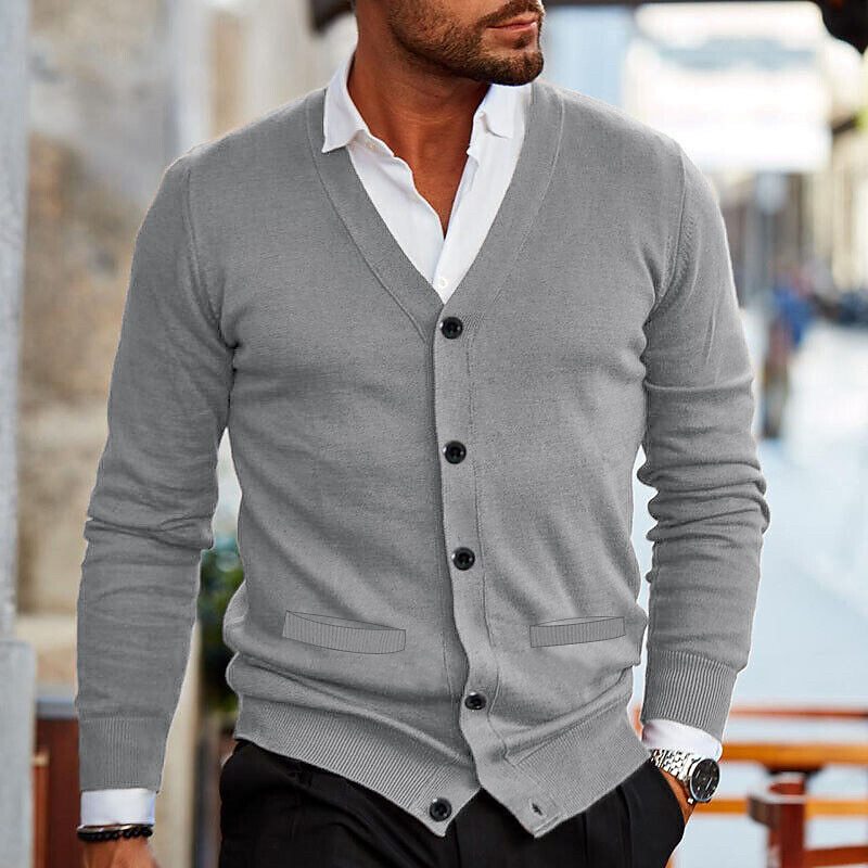 Casual stickad cardigan med knappar - Josef