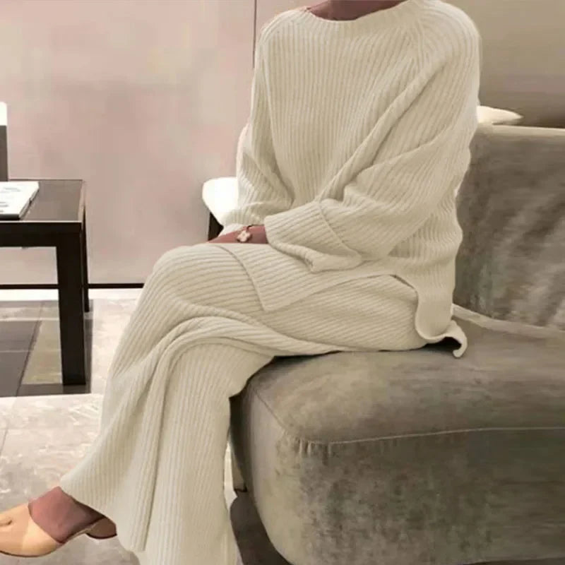 Home Wear O-ringad tröja toppar + byxor set - Arica