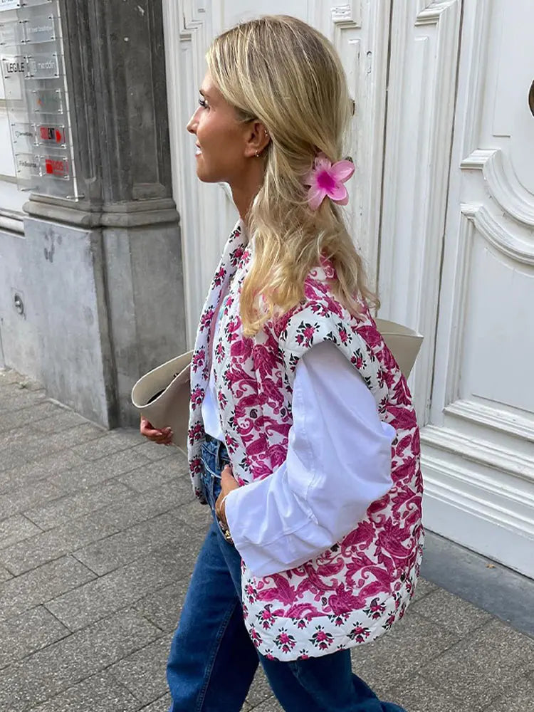 Ärmlös quiltad bomullsväst - Olivia