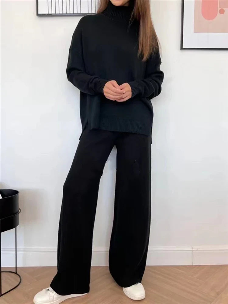 Vinter 2-delad turtleneck tröja & byxor set - Helga