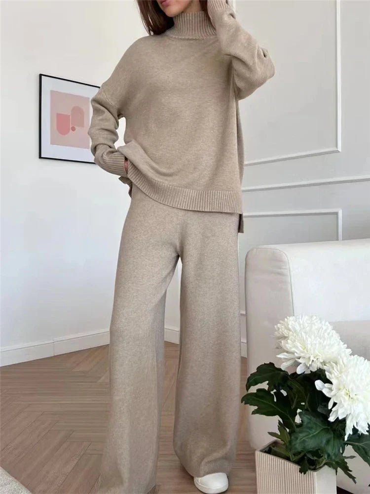 Vinter 2-delad turtleneck tröja & byxor set - Helga