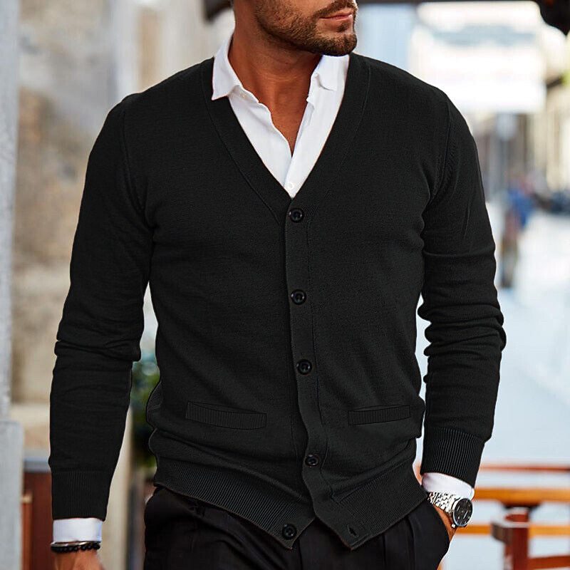 Casual stickad cardigan med knappar - Josef