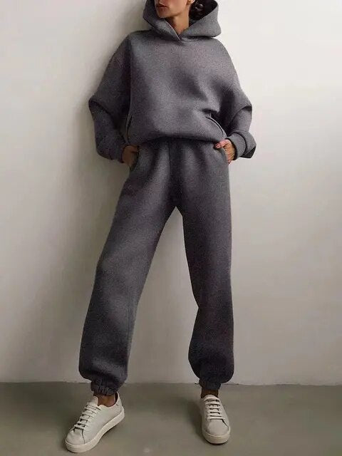 Tvådelade set överdimensionerad träningsoverall hoodie - Milla