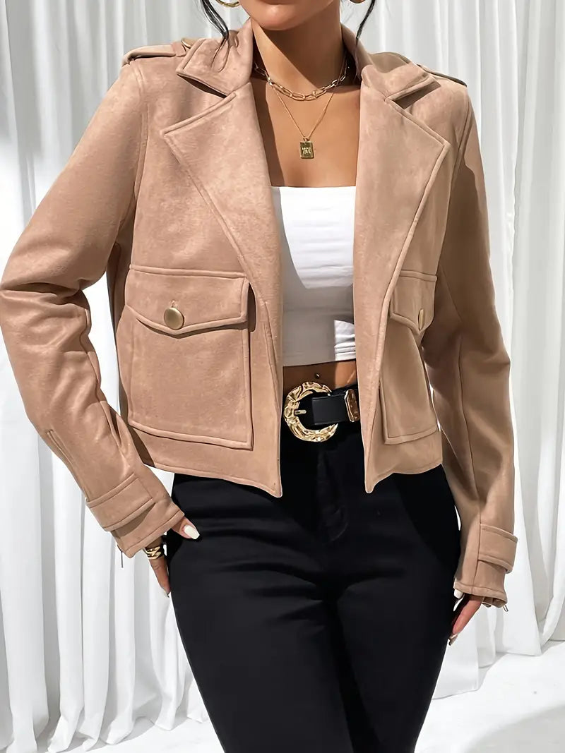 Knäppade fickor Elegant Crop Jacka - Madicken
