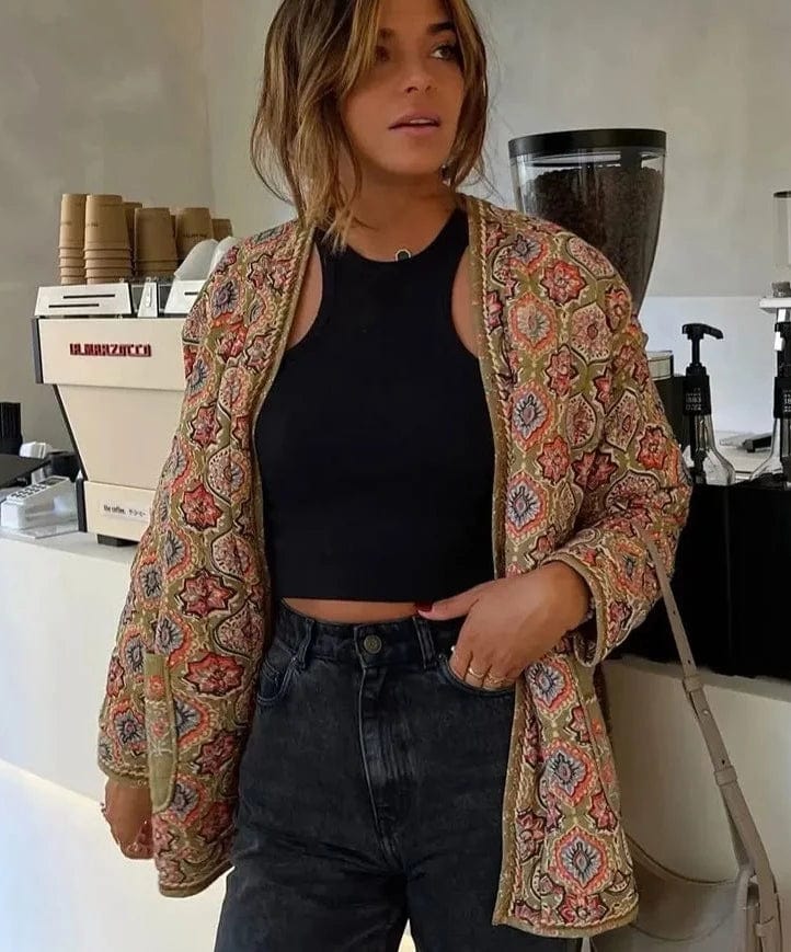 Blommig quiltad kimono för kvinnor - Natalia