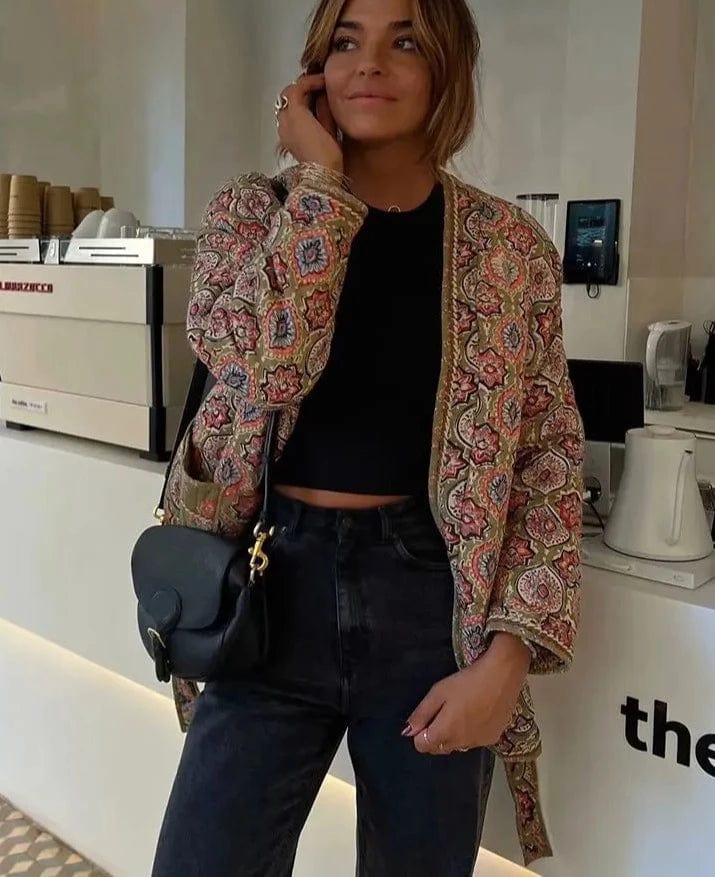 Blommig quiltad kimono för kvinnor - Natalia