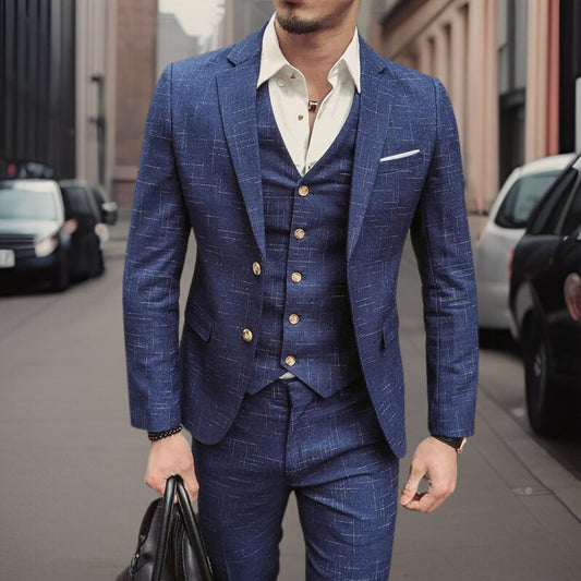 Slim Fit formell 3-delad kostym för män - Erling