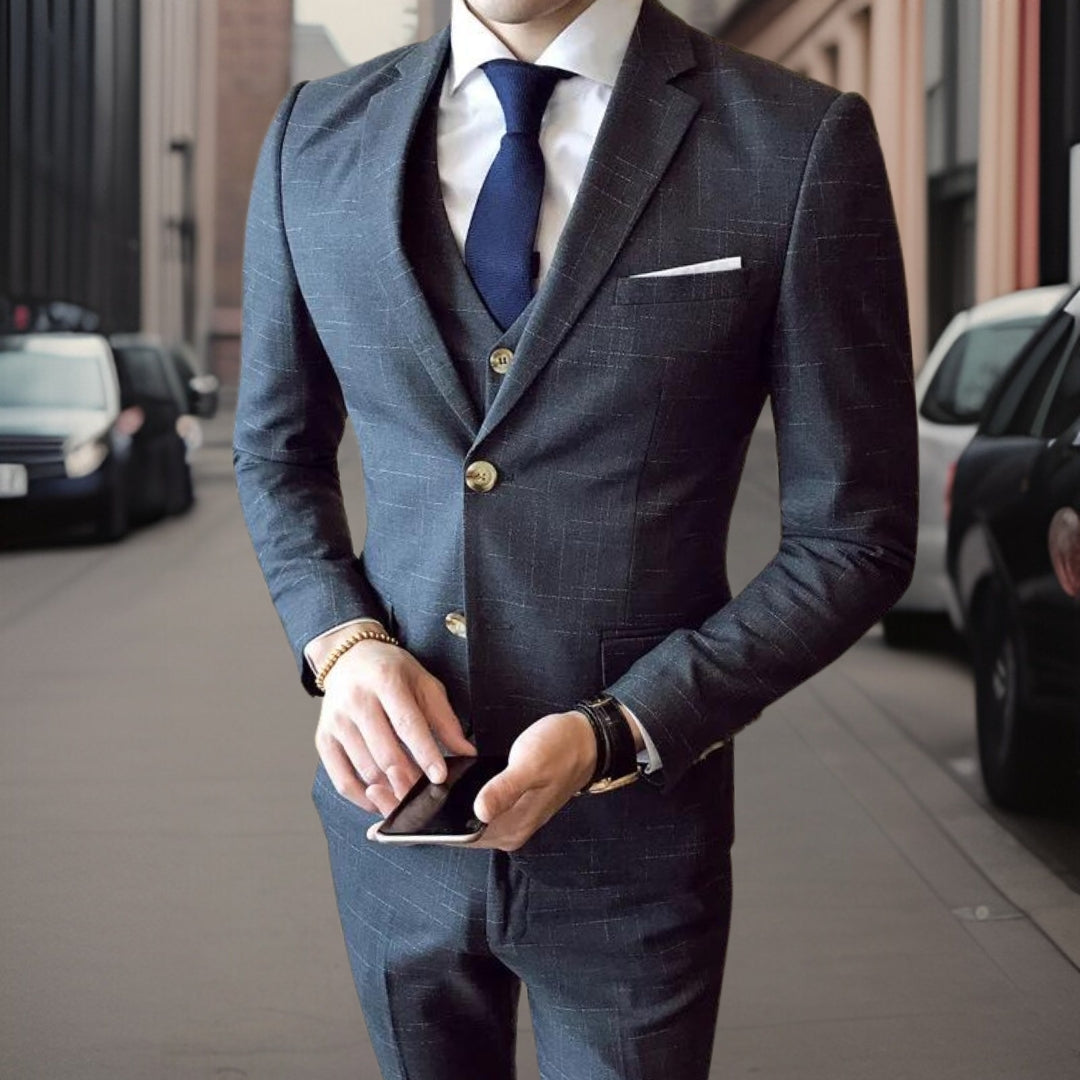 Slim Fit formell 3-delad kostym för män - Erling