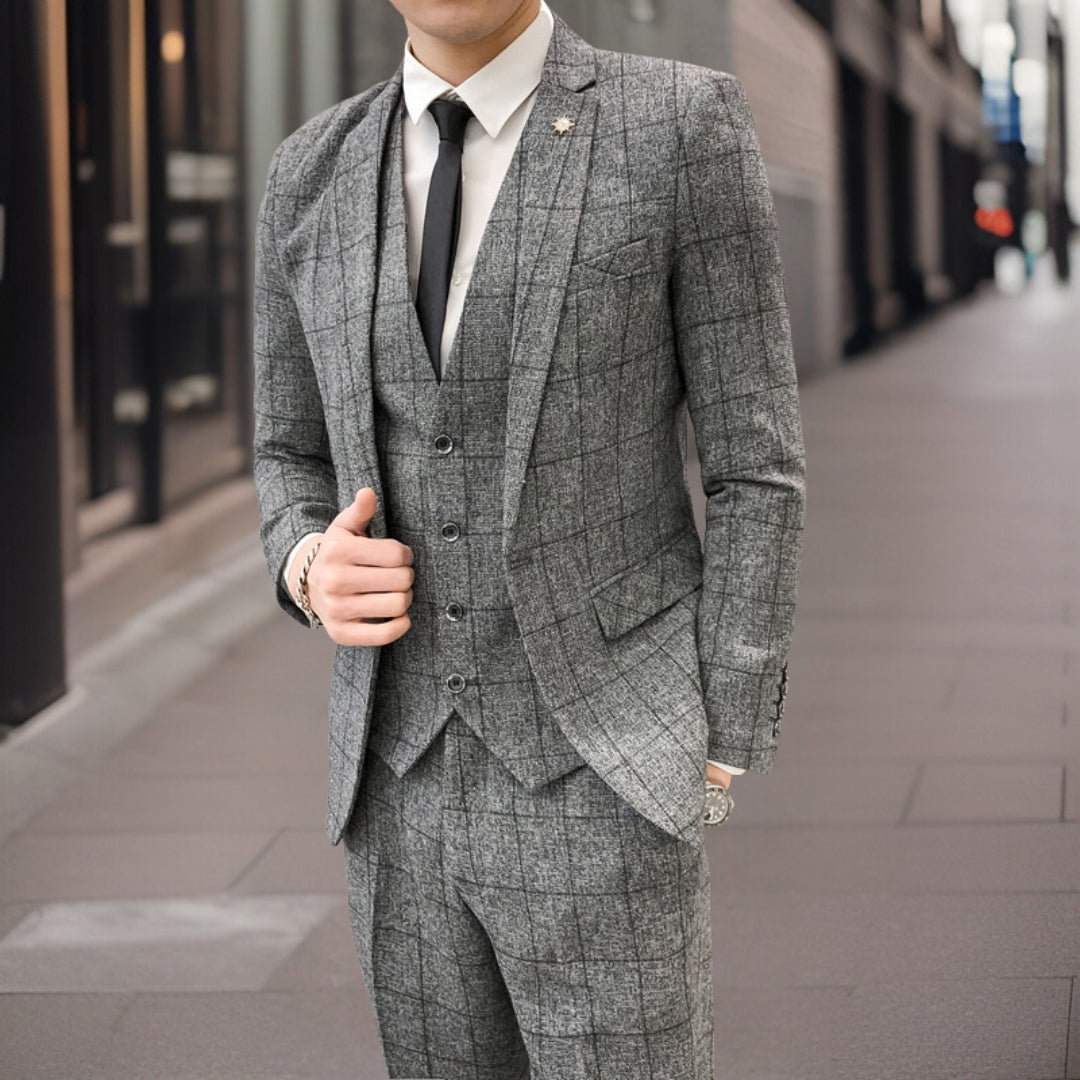 Slim Fit 3-delad kostym för män - Knut