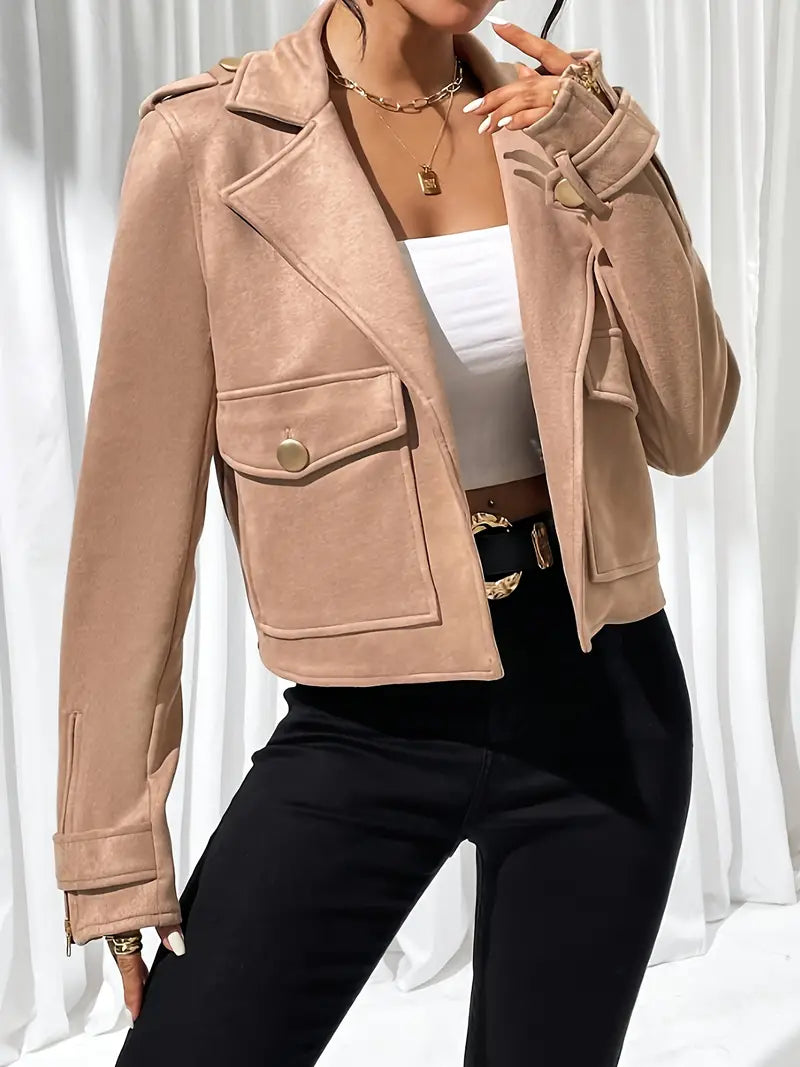 Knäppade fickor Elegant Crop Jacka - Madicken