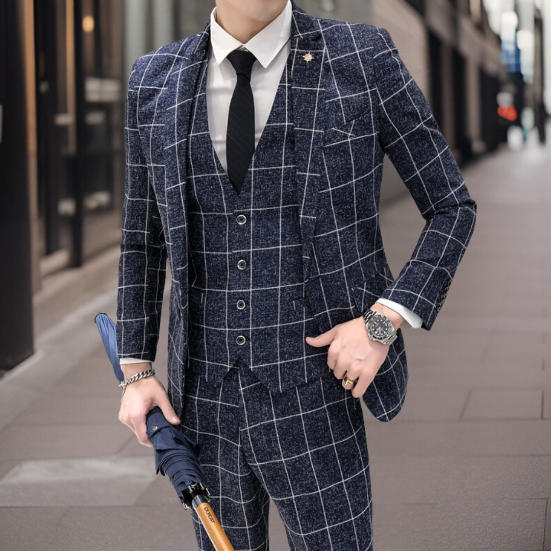 Slim Fit 3-delad kostym för män - Knut