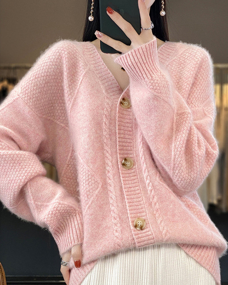 Cardigan med ett geometriskt diamantmönster - Teresia