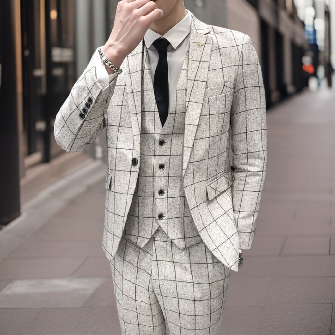 Slim Fit 3-delad kostym för män - Knut