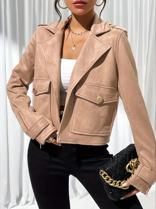Knäppade fickor Elegant Crop Jacka - Madicken