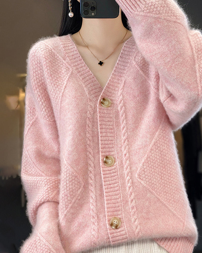 Cardigan med ett geometriskt diamantmönster - Teresia