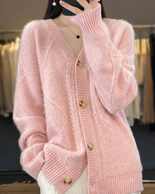 Cardigan med ett geometriskt diamantmönster - Teresia