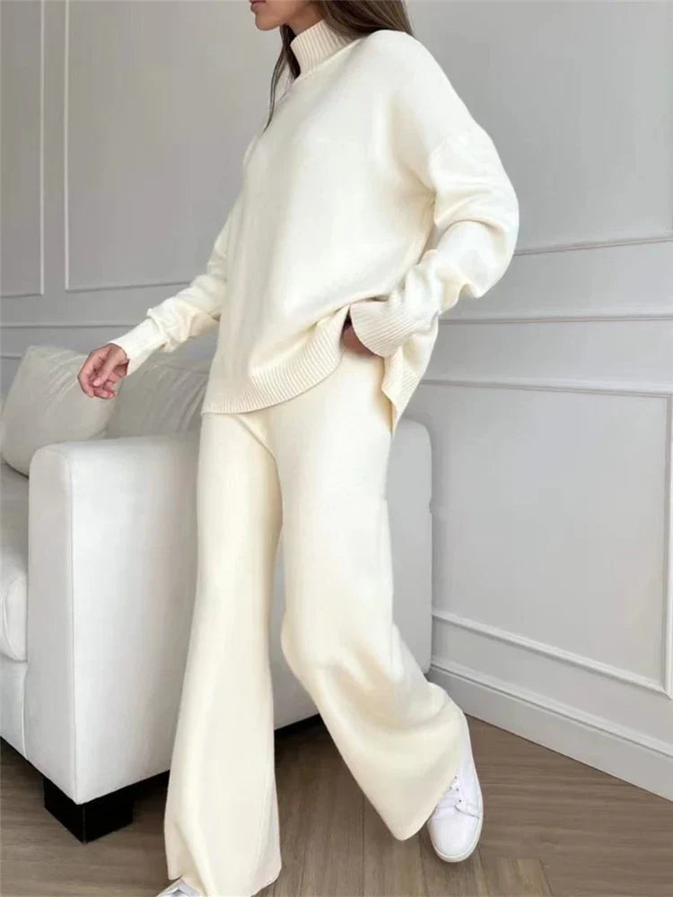 Vinter 2-delad turtleneck tröja & byxor set - Helga