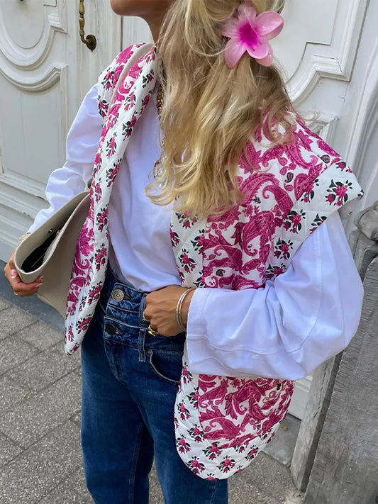 Ärmlös quiltad bomullsväst - Olivia