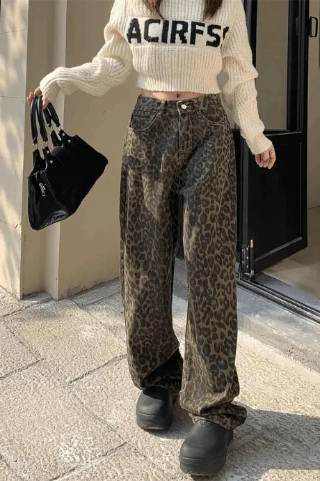 Vintage leopardjeans för kvinnor - Hillevi