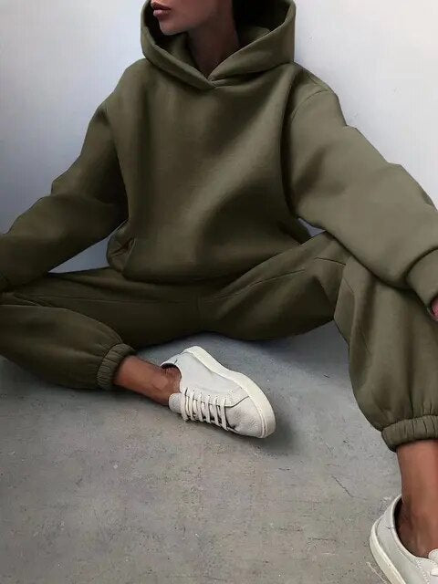 Tvådelade set överdimensionerad träningsoverall hoodie - Milla
