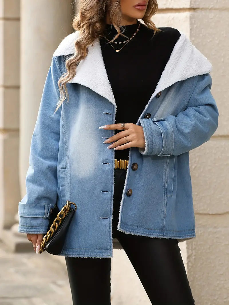 Snygg jeansjacka för kvinnor med fleecefoder - Patricia