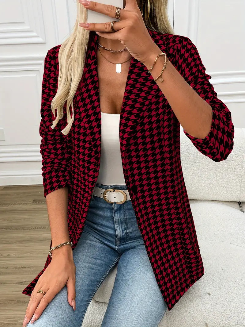 Elegant houndstooth blazer för kvinnor - Tilde