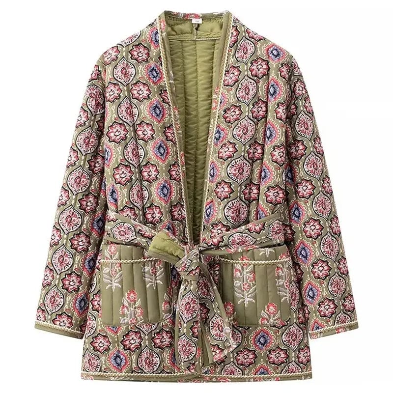 Blommig quiltad kimono för kvinnor - Natalia