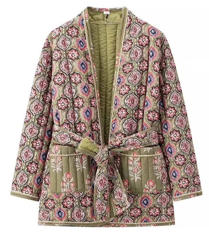 Blommig quiltad kimono för kvinnor - Natalia