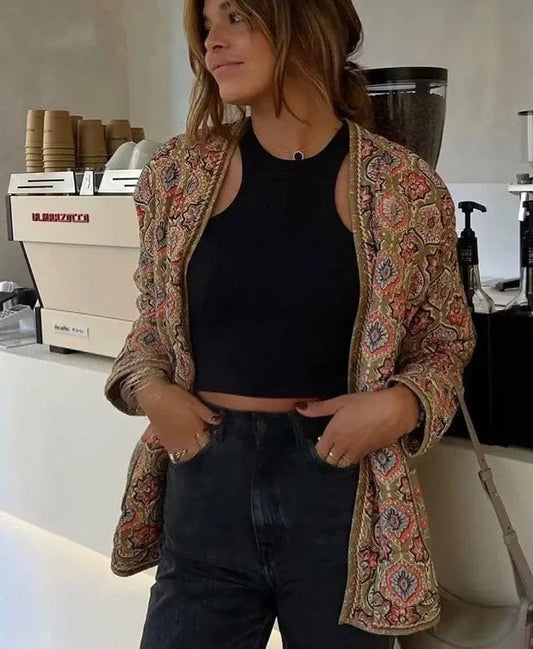 Blommig quiltad kimono för kvinnor - Natalia
